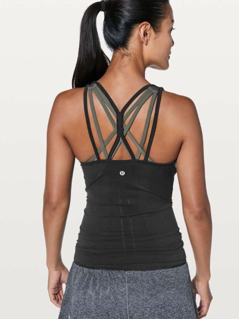 Lululemon Swiftly Tech Strappy Back Mesh Tank Top Black Sz 6